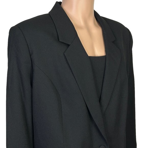 Vintage Beu Marc Womens 20 Black Single Breasted Blazer Suit Jacket Shoulder Pad - Picture 4 of 14